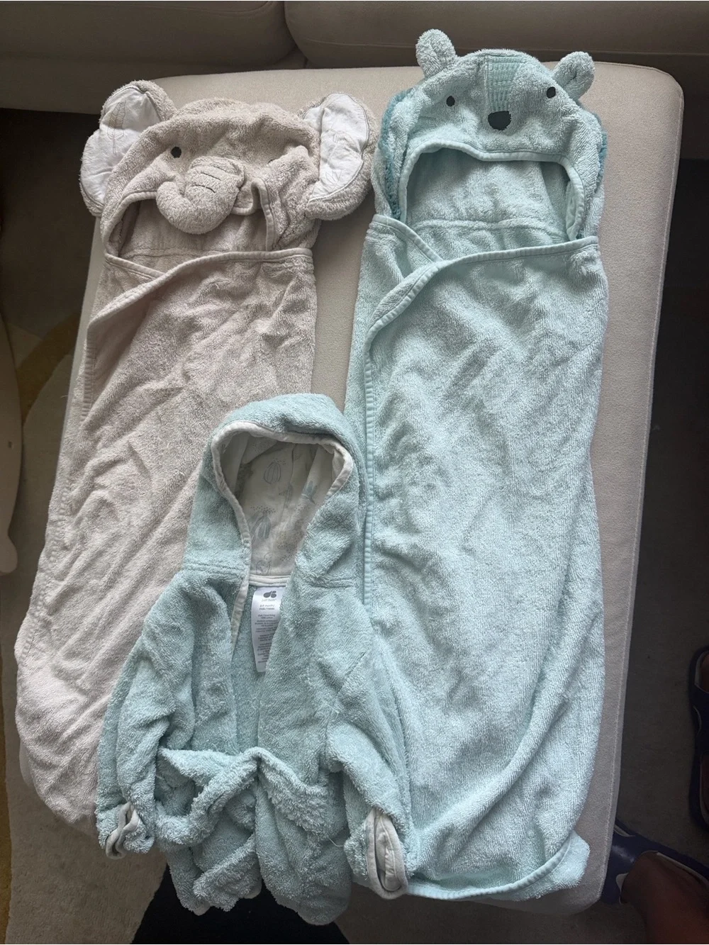 Soft Hooded Baby Towel & Bath Robe Set — Mint and Beige